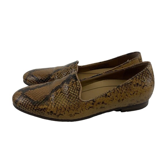 Vionic Willa Loafer Boa Brown Snakeskin Leather Slip On Comfort Flat Womens 6.5 - Picture 1 of 12